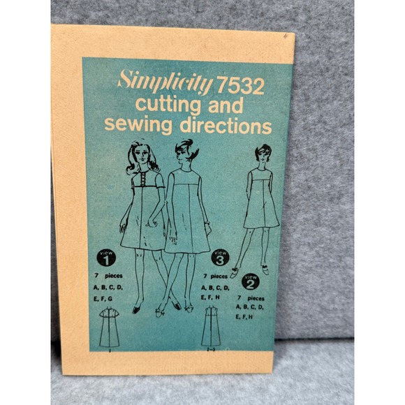 VTG 1968 Simplicity 7532 Sewing Pattern Mod A-Line Dress 12 Retro 60's MCM Uncut - Picture 8 of 8